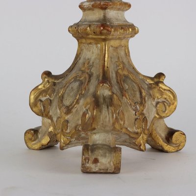 Antique Italian Candlestick in Carved Wood-VMM-2023901