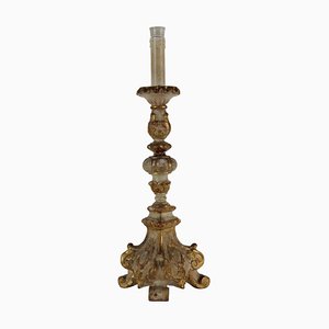 Antique Italian Candlestick in Carved Wood-VMM-2023901