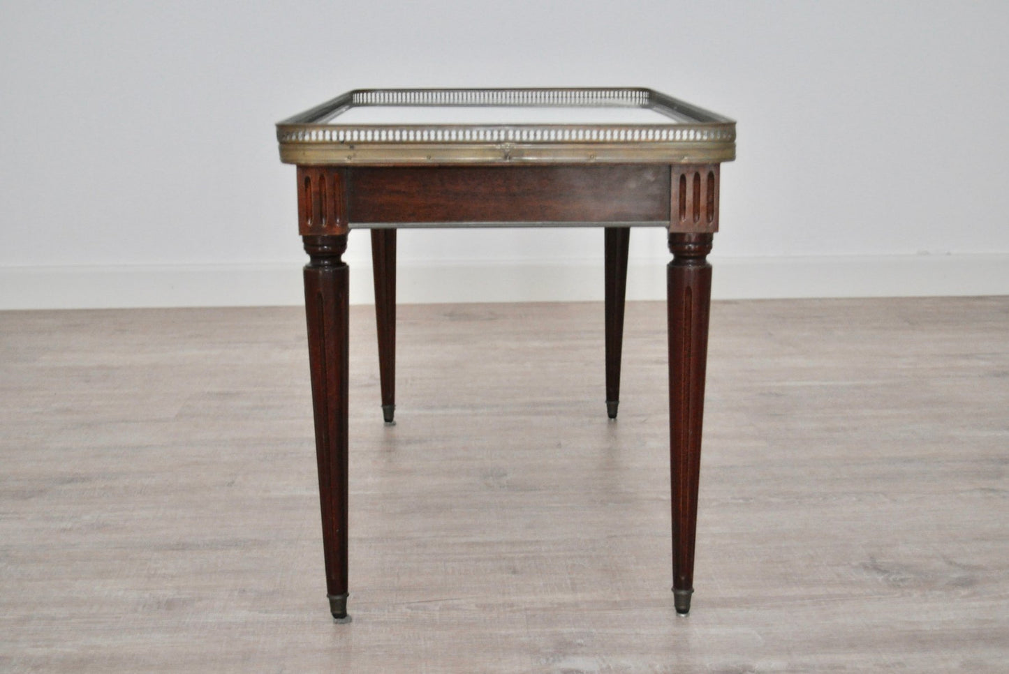 Antique Italian Carrara Marble, Mahogany, and Brass Coffee Table