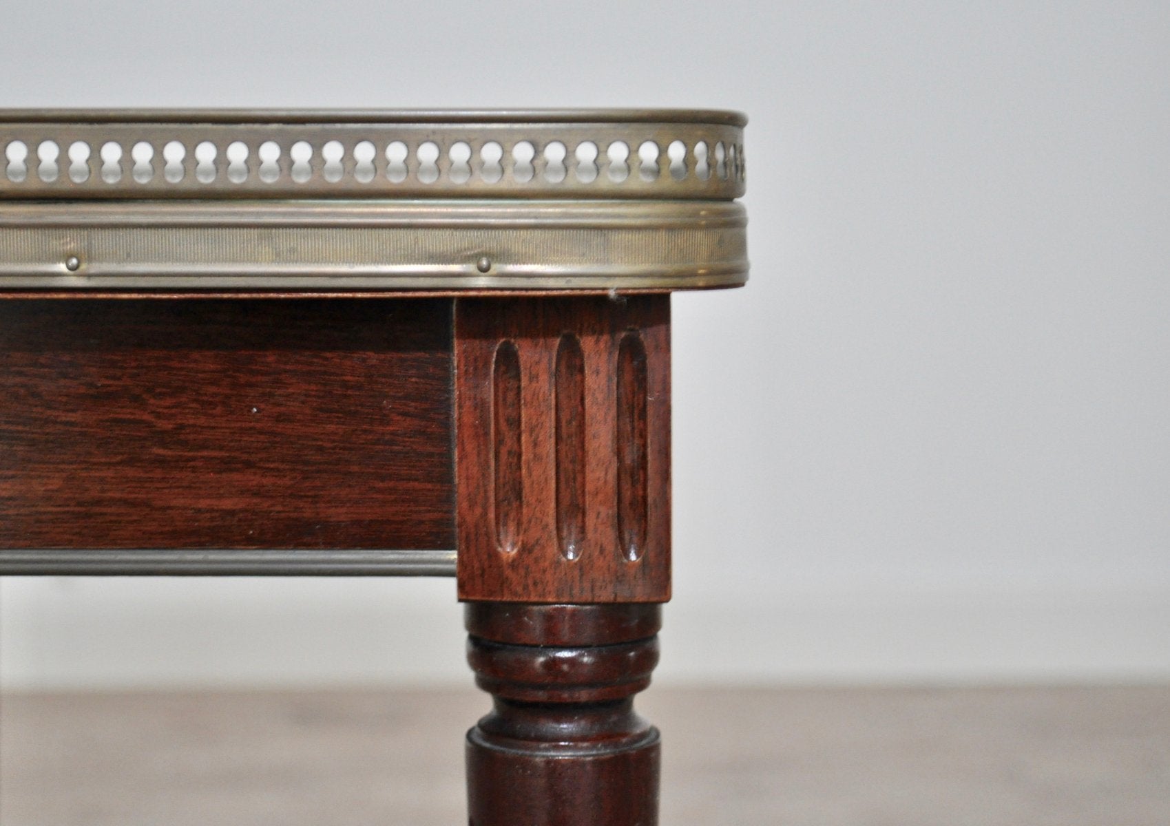 Antique Italian Carrara Marble, Mahogany, and Brass Coffee Table