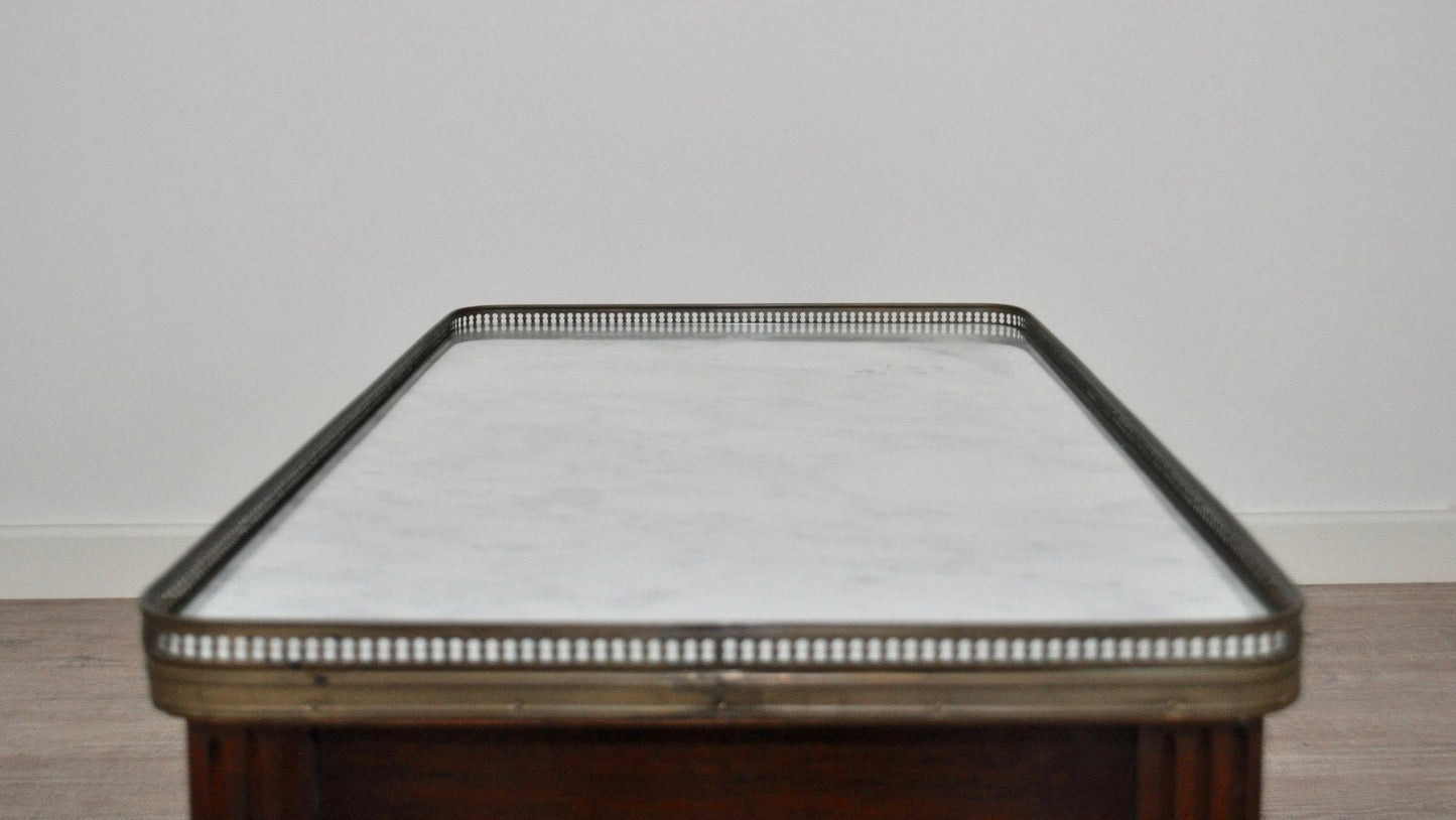 Antique Italian Carrara Marble, Mahogany, and Brass Coffee Table