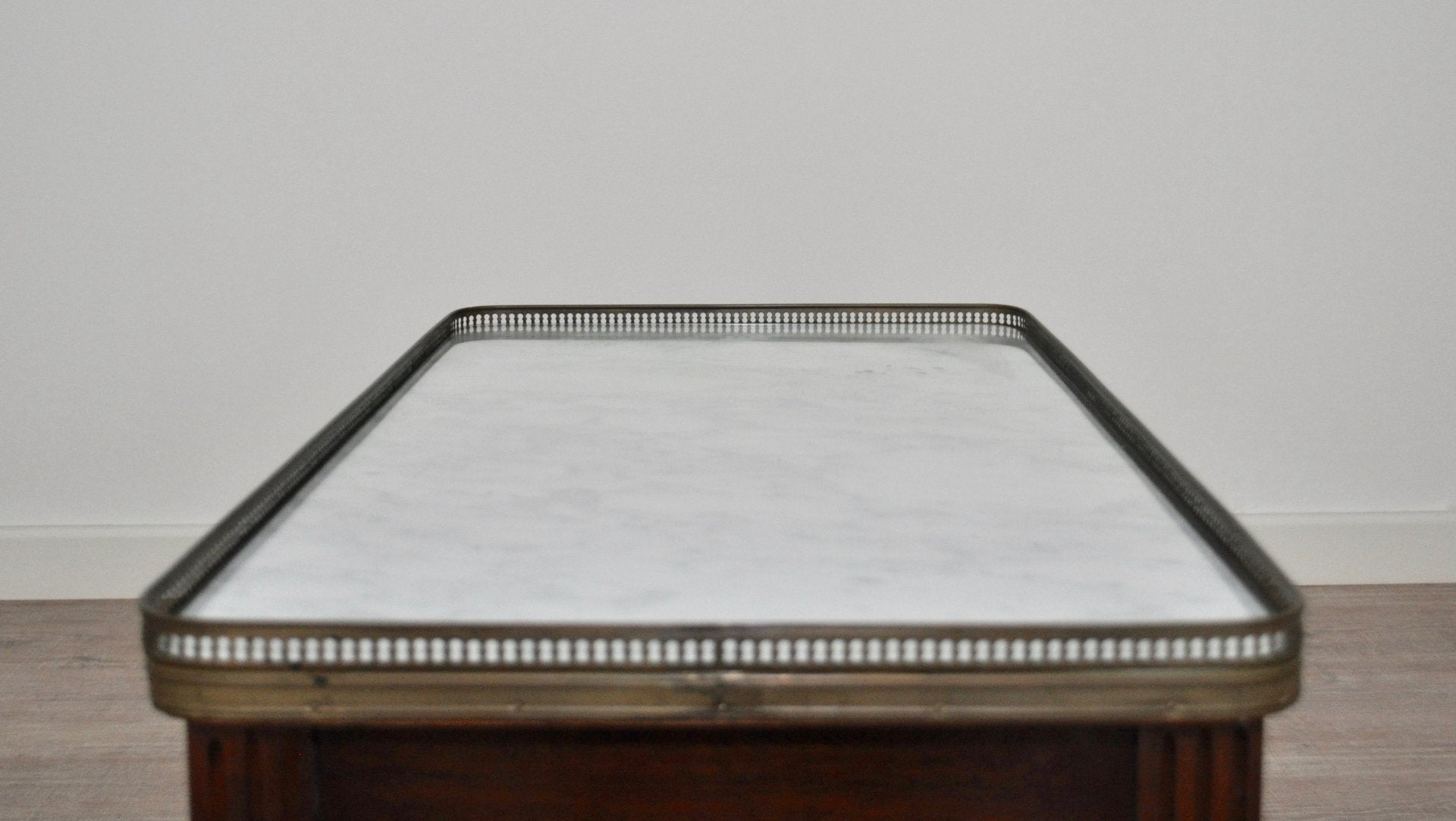 Antique Italian Carrara Marble, Mahogany, and Brass Coffee Table