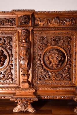 Antique Italian Carved & Sculpted Walnut Sideboard, 1800s-RAQ-595922