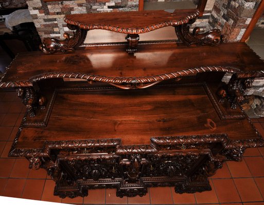 Antique Italian Carved Walnut Sideboard, 1800s-RAQ-595913