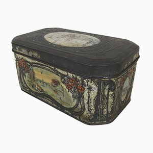 Antique Italian Decorated Tin Box with Panoramic Views of Rome-YNA-656079