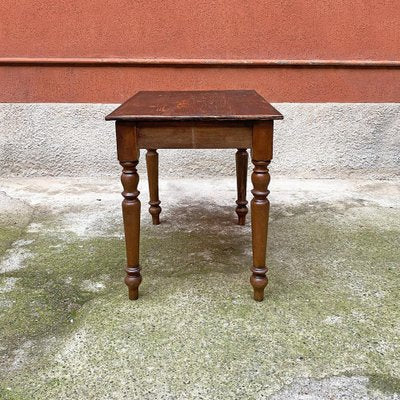 Antique Italian Fir Table With Brass Handle and Shaped Legs, 1910s-GDD-1210030