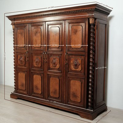 Antique Italian Four-Door Wardrobe in Walnut-XSG-2032037