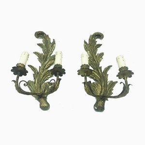 Antique Italian Giltwood Wall Appliques, Set of 2-YUW-672212