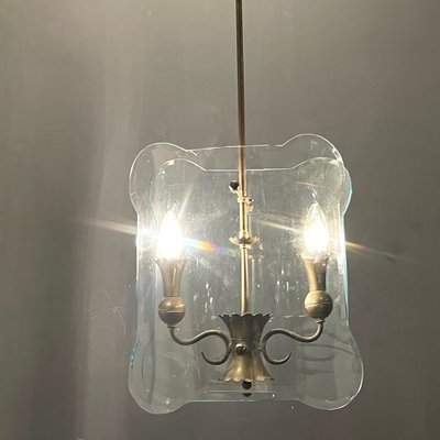 Antique Italian Glass Bronze Light Pendant-JJC-1357374