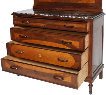 Antique Italian Marble Top Nightstands and Chest of Drawers Set, Set of 3-NJV-737593