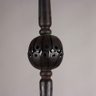 Antique Italian Pendant in Wrought Iron and Glass-VMM-2023918