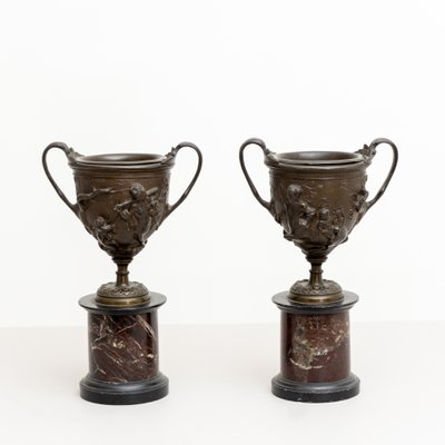 Antique Italian Pompeian Style Tazzas in Bronze, Set of 2-VEI-1325826