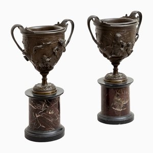 Antique Italian Pompeian Style Tazzas in Bronze, Set of 2-VEI-1325826