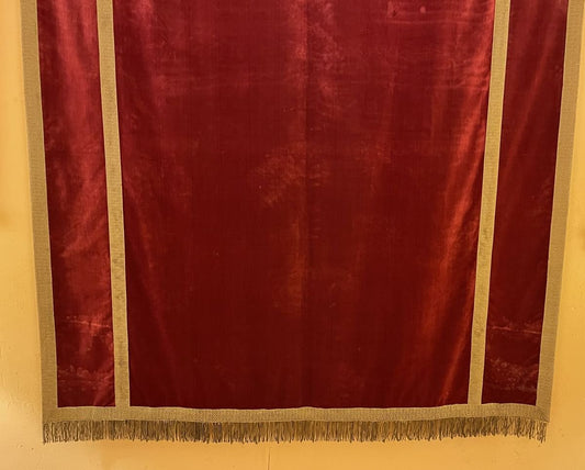 Antique Italian Red Silk Velvet Altar Back, 1800s