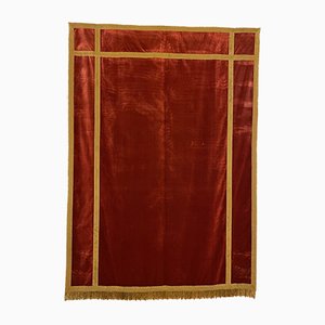 Antique Italian Red Silk Velvet Altar Back, 1800s-HPU-890516