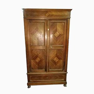 Antique Italian Rhombus Shaped Walnut Veneer Wardrobe, 1900s-RAQ-630484