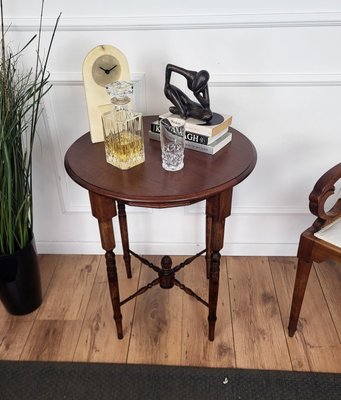 Antique Italian Round Walnut Side Table, 1890s-EUP-1768078