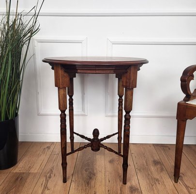 Antique Italian Round Walnut Side Table, 1890s-EUP-1768078