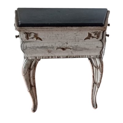 Antique Italian Side Table with Black Marble Top and Drawers on the Side-TCS-1716700