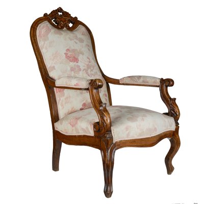 Antique Italian Walnut Armchair, 1880s-RAQ-410097