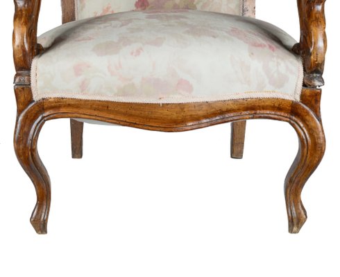 Antique Italian Walnut Armchair, 1880s-RAQ-410097