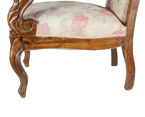 Antique Italian Walnut Armchair, 1880s-RAQ-410097