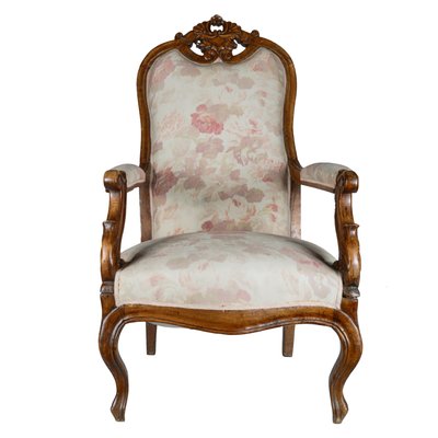 Antique Italian Walnut Armchair, 1880s-RAQ-410097