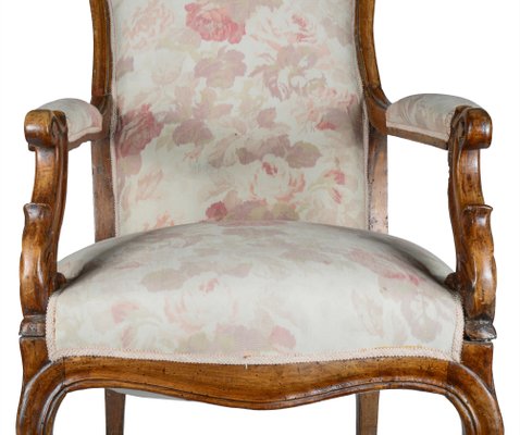 Antique Italian Walnut Armchair, 1880s-RAQ-410097