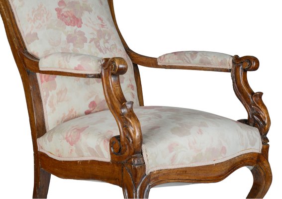 Antique Italian Walnut Armchair, 1880s-RAQ-410097