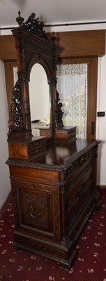 Antique Italian Walnut Dresser with Mirror-RAQ-553351