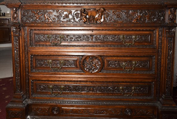 Antique Italian Walnut Dresser with Mirror-RAQ-553351