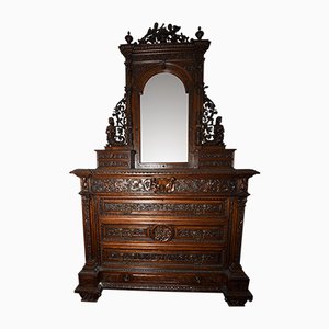 Antique Italian Walnut Dresser with Mirror-RAQ-553351