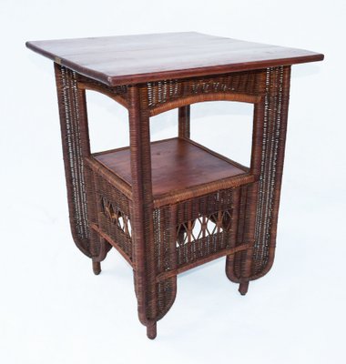 Antique Italian Wicker Coffee Table from Casa Moderna Genova, 1910s-WF-731503