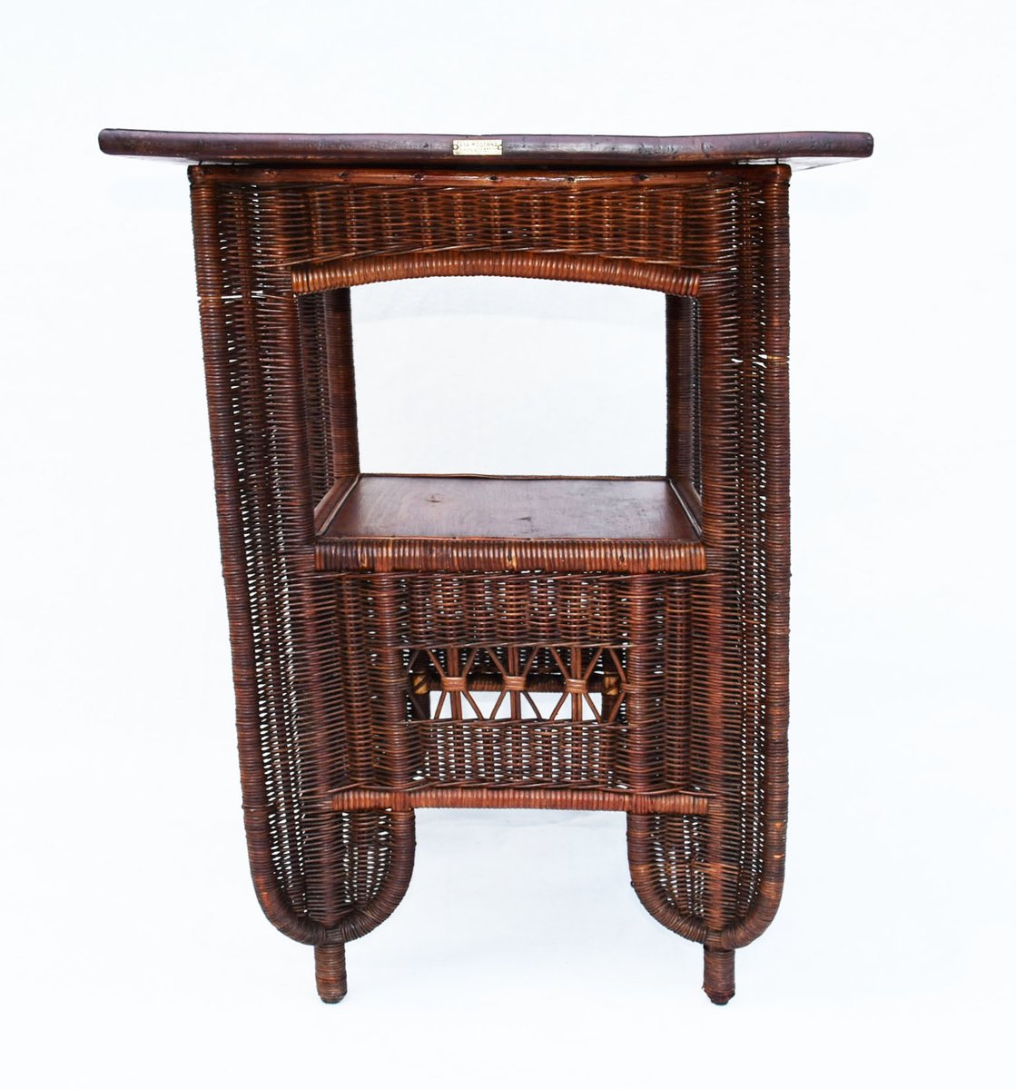 Antique Italian Wicker Coffee Table from Casa Moderna Genova, 1910s