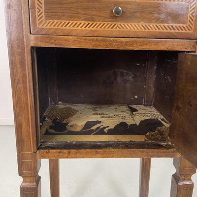 Antique Italian Wooden Bedside Tables with Inlaid Floral Decorations, 1750s, Set of 2-GDD-1784819