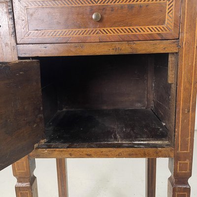 Antique Italian Wooden Bedside Tables with Inlaid Floral Decorations, 1750s, Set of 2-GDD-1784819