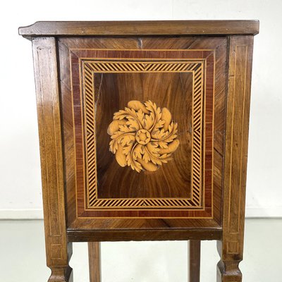 Antique Italian Wooden Bedside Tables with Inlaid Floral Decorations, 1750s, Set of 2-GDD-1784819