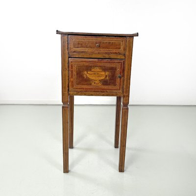 Antique Italian Wooden Bedside Tables with Inlaid Floral Decorations, 1750s, Set of 2-GDD-1784819