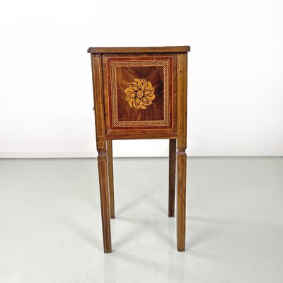 Antique Italian Wooden Bedside Tables with Inlaid Floral Decorations, 1750s, Set of 2-GDD-1784819