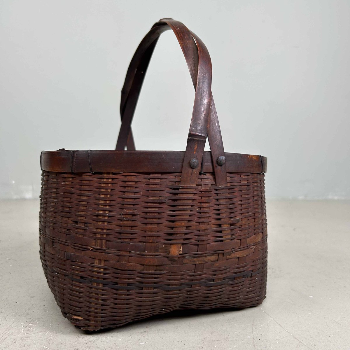 Antique Japanese Bamboo Basket, 1920s