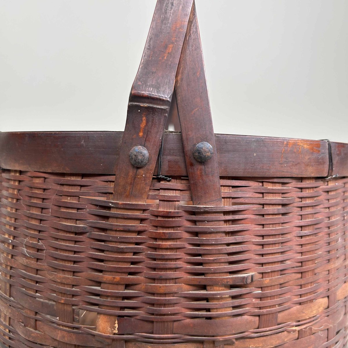 Antique Japanese Bamboo Basket, 1920s