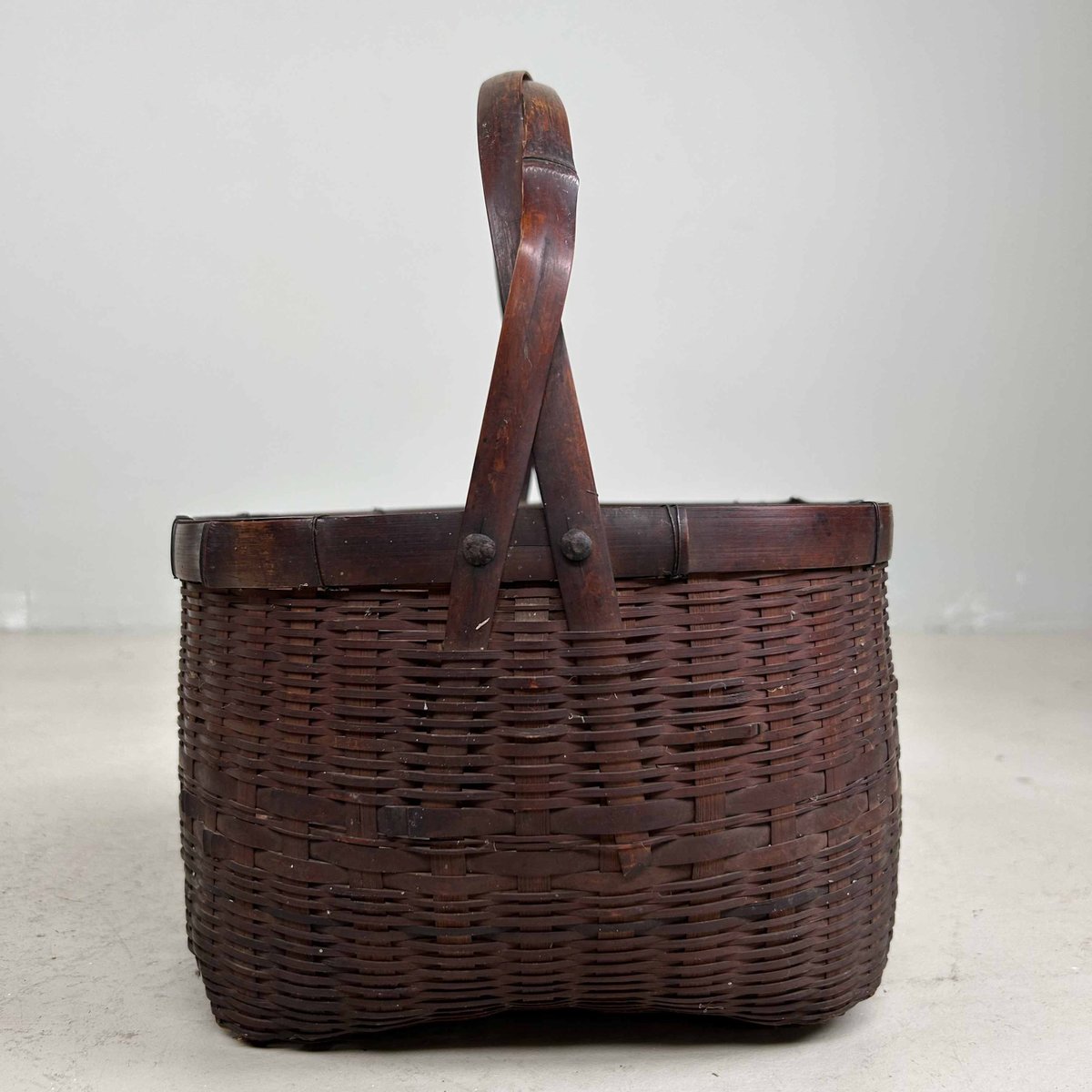 Antique Japanese Bamboo Basket, 1920s