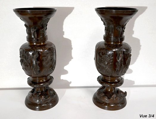 Antique Japanese Bronze Vases, Set of 2-RVK-1394861