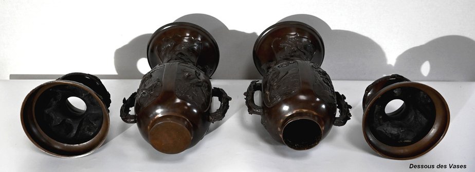 Antique Japanese Bronze Vases, Set of 2-RVK-1394861