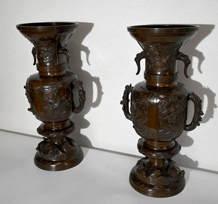 Antique Japanese Bronze Vases, Set of 2-RVK-1394861