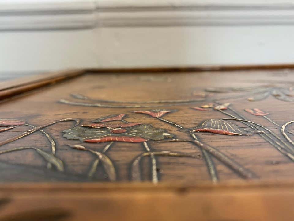 Antique Japanese Inspired Lacquered Side Table by Bailly Théroux