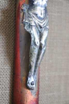 Antique Jesus Christ on the Wood Cross in Silver, 1880s-DCO-1352049