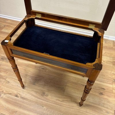 Antique Jewelry Display Table in Cherry Wood with Side Glazing-ALF-2033556