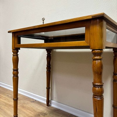 Antique Jewelry Display Table in Cherry Wood with Side Glazing-ALF-2033556