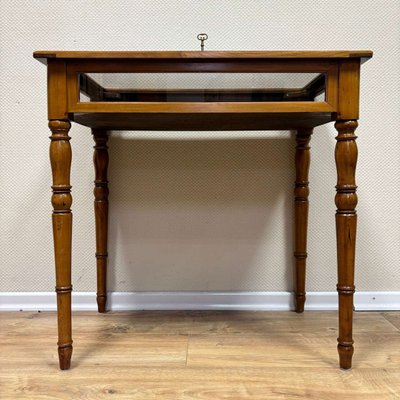 Antique Jewelry Display Table in Cherry Wood with Side Glazing-ALF-2033556